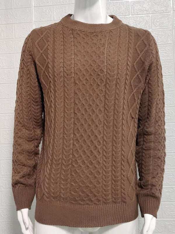 Cozy Cable-Knit Round Neck Sweater for Men - Perfect for Spring-Summer Leisure Wear - MENLL