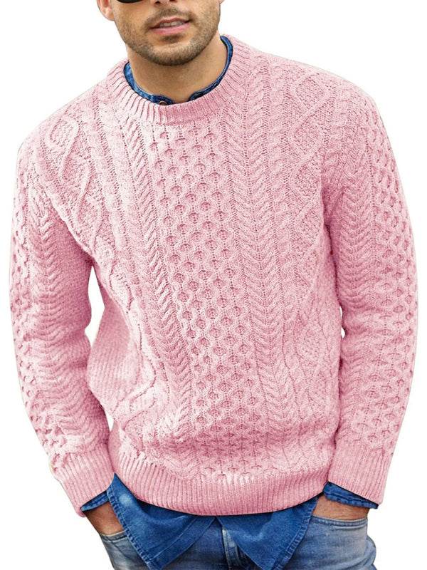 Cozy Cable-Knit Round Neck Sweater for Men - Perfect for Spring-Summer Leisure Wear - MENLL