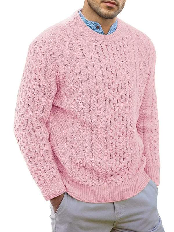 Cozy Cable-Knit Round Neck Sweater for Men - Perfect for Spring-Summer Leisure Wear - MENLL