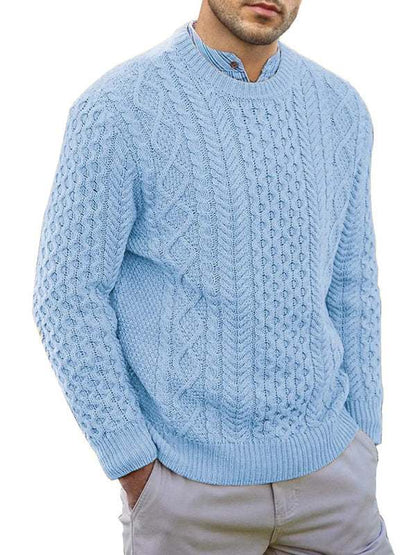 Cozy Cable-Knit Round Neck Sweater for Men - Perfect for Spring-Summer Leisure Wear - MENLL
