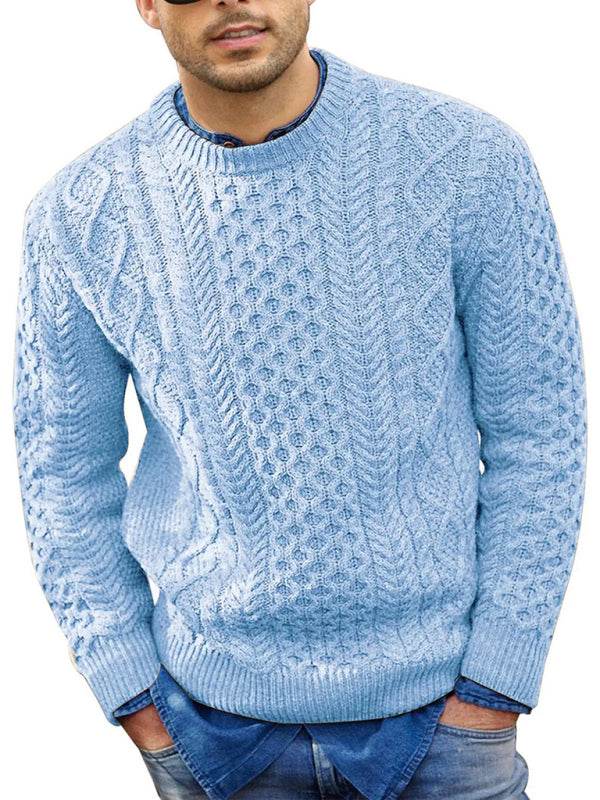 Cozy Cable-Knit Round Neck Sweater for Men - Perfect for Spring-Summer Leisure Wear - MENLL
