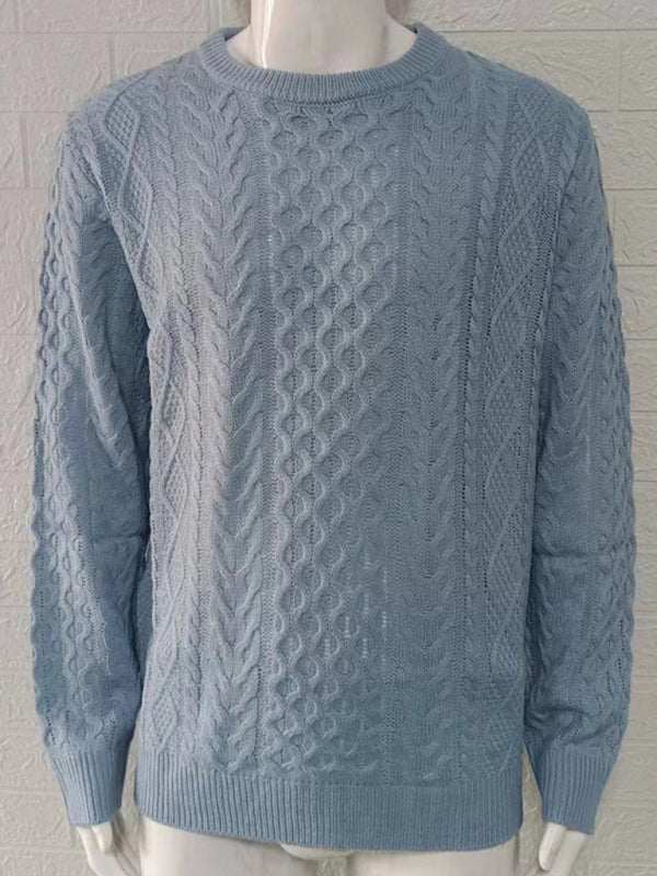 Cozy Cable-Knit Round Neck Sweater for Men - Perfect for Spring-Summer Leisure Wear - MENLL