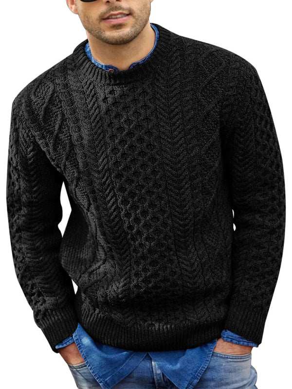 Cozy Cable-Knit Round Neck Sweater for Men - Perfect for Spring-Summer Leisure Wear - MENLL
