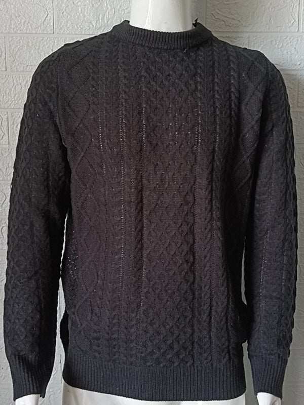 Cozy Cable-Knit Round Neck Sweater for Men - Perfect for Spring-Summer Leisure Wear - MENLL