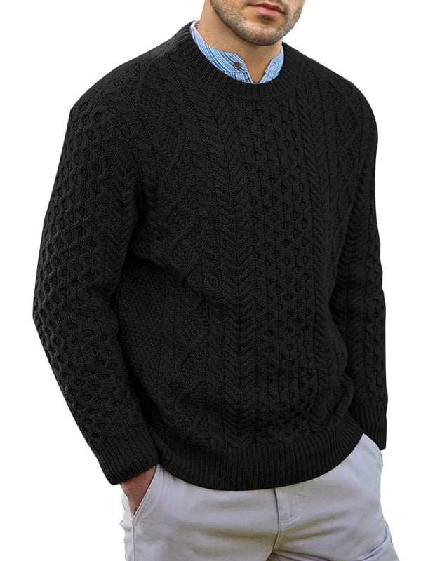 Cozy Cable-Knit Round Neck Sweater for Men - Perfect for Spring-Summer Leisure Wear - MENLL