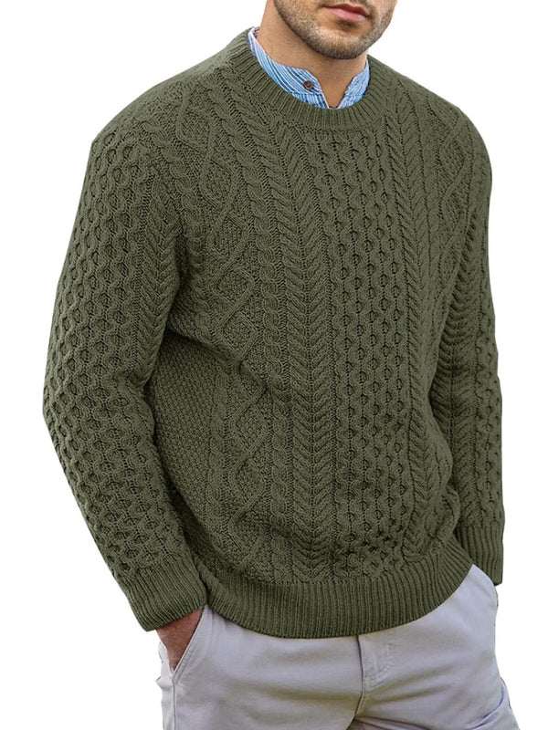 Cozy Cable-Knit Round Neck Sweater for Men - Perfect for Spring-Summer Leisure Wear - MENLL