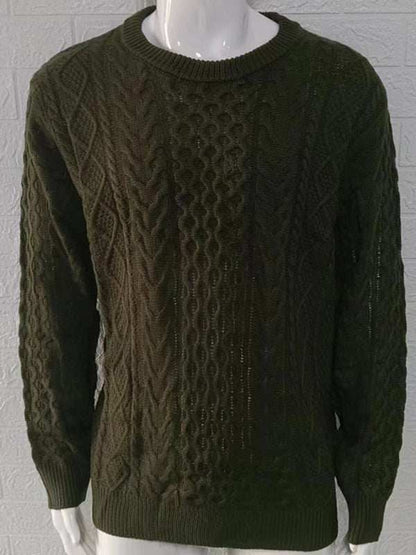 Cozy Cable-Knit Round Neck Sweater for Men - Perfect for Spring-Summer Leisure Wear - MENLL