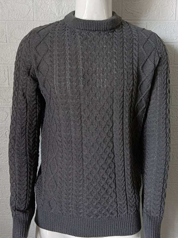 Cozy Cable-Knit Round Neck Sweater for Men - Perfect for Spring-Summer Leisure Wear - MENLL