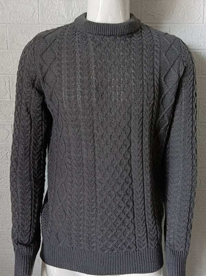 Cozy Cable-Knit Round Neck Sweater for Men - Perfect for Spring-Summer Leisure Wear - MENLL