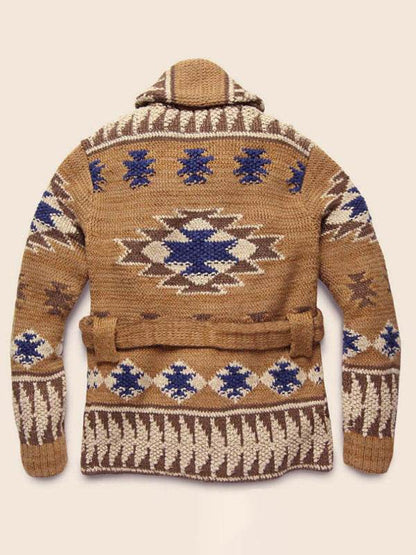 Festive Folk Pattern Knit Cardigan for Men – Cozy Holiday Style Sweater - MENLL