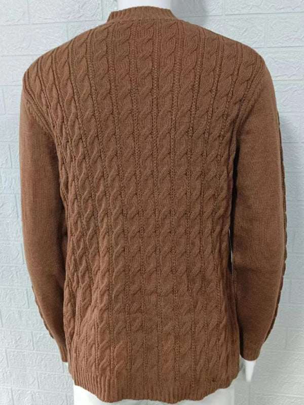 Stylish Men's Solid Color Half-Zip Turtleneck Sweater for Cozy Autumn-Winter Days - MENLL