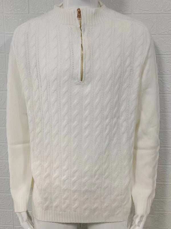Stylish Men's Solid Color Half-Zip Turtleneck Sweater for Cozy Autumn-Winter Days - MENLL