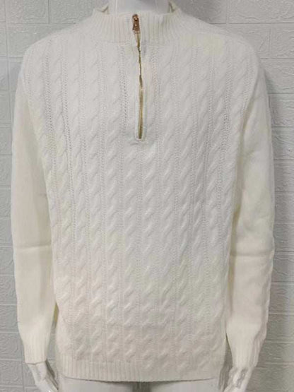 Stylish Men's Solid Color Half-Zip Turtleneck Sweater for Cozy Autumn-Winter Days - MENLL