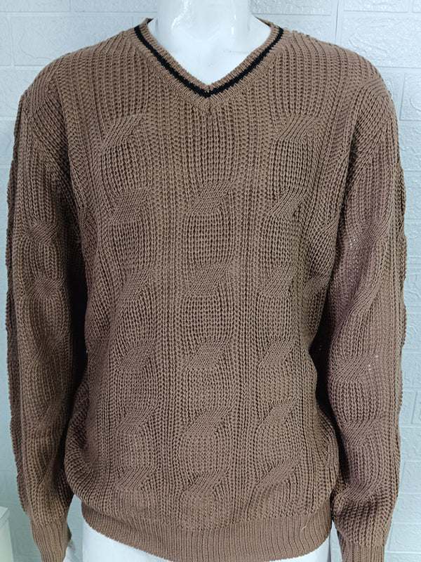 Stylish Men's V-Neck Knitted Sweater for a Trendy Autumn-Winter Look - MENLL