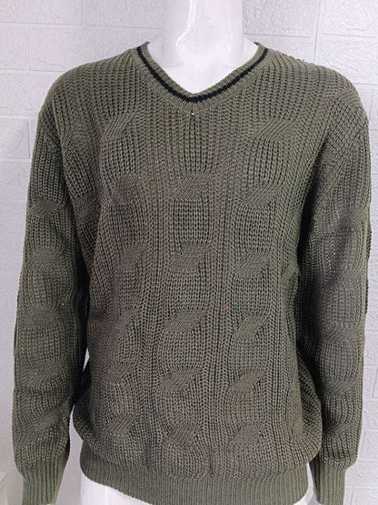 Stylish Men's V-Neck Knitted Sweater for a Trendy Autumn-Winter Look - MENLL