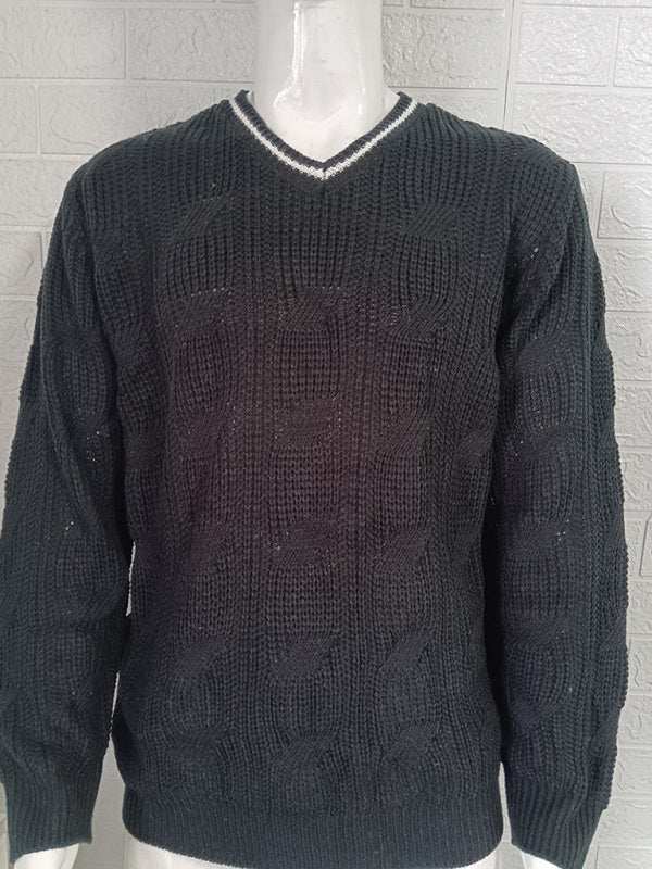 Stylish Men's V-Neck Knitted Sweater for a Trendy Autumn-Winter Look - MENLL
