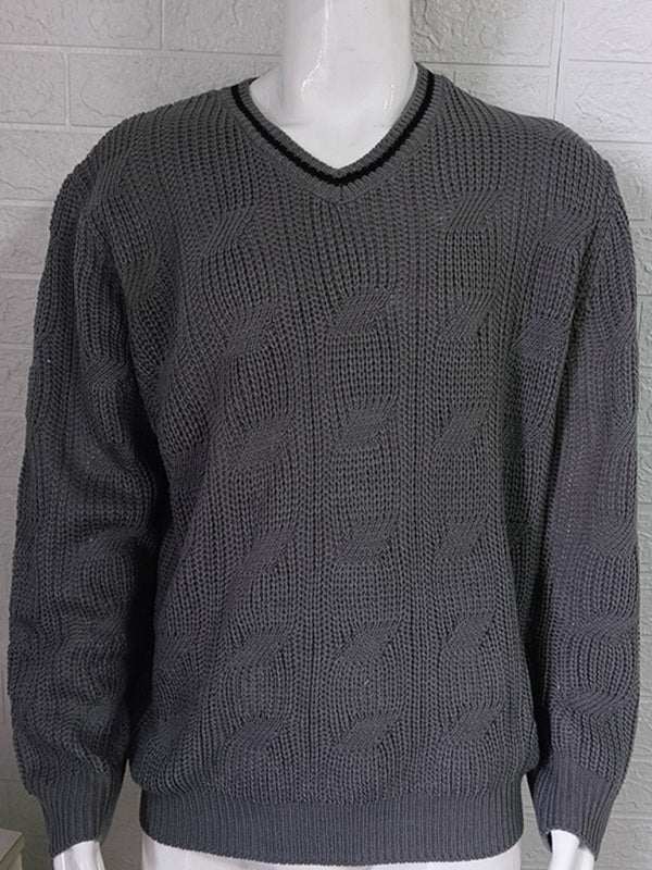 Stylish Men's V-Neck Knitted Sweater for a Trendy Autumn-Winter Look - MENLL