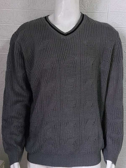 Stylish Men's V-Neck Knitted Sweater for a Trendy Autumn-Winter Look - MENLL