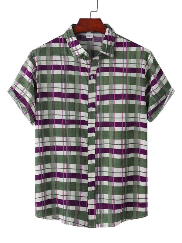 Vibrant Hawaiian Floral Short Sleeve Beach Shirt for Effortless Summer Style - MENLL