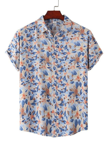 Vibrant Hawaiian Floral Short Sleeve Beach Shirt for Effortless Summer Style - MENLL