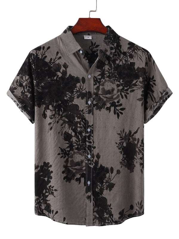 Vibrant Hawaiian Floral Short Sleeve Beach Shirt for Effortless Summer Style - MENLL