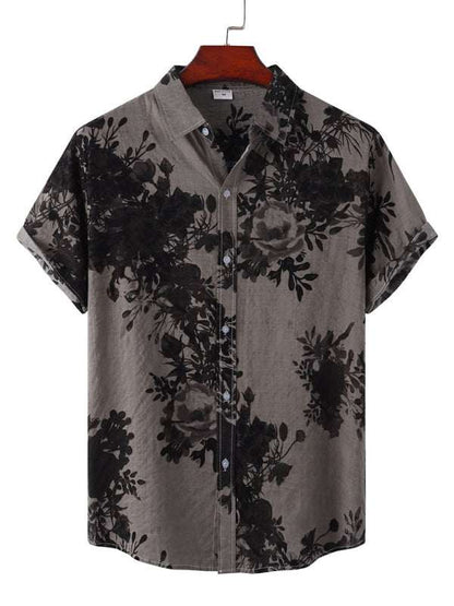 Vibrant Hawaiian Floral Short Sleeve Beach Shirt for Effortless Summer Style - MENLL