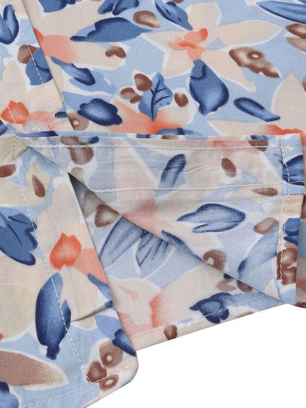 Vibrant Hawaiian Floral Short Sleeve Beach Shirt for Effortless Summer Style - MENLL