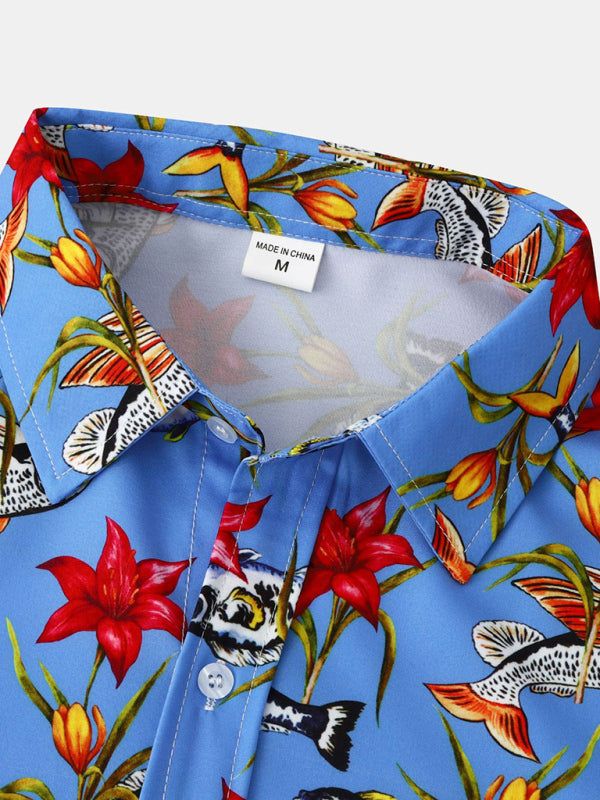 Vibrant Men's Tropical Floral Beach Shirt for Effortless Summer Style - MENLL
