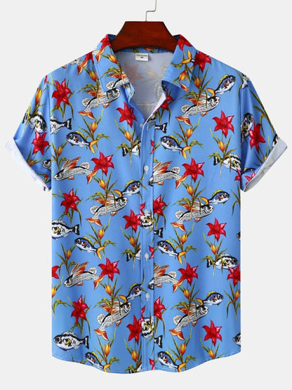 Vibrant Men's Tropical Floral Beach Shirt for Effortless Summer Style - MENLL