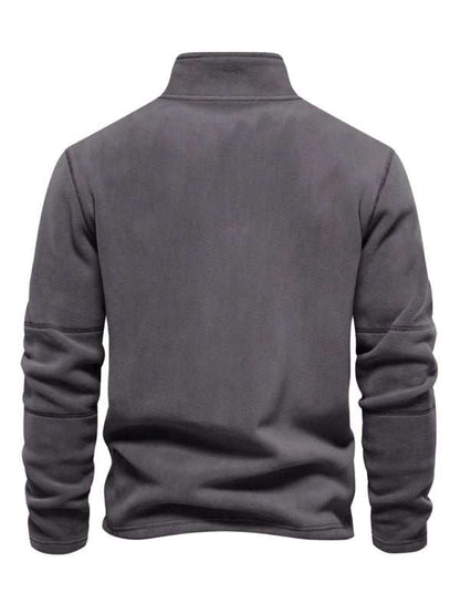 Men's Cozy Polar Fleece Half-Zip Sweatshirt with Stand Collar - Perfect for Autumn-Winter Style - MENLL