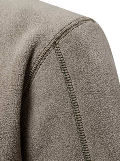 Men's Cozy Polar Fleece Half-Zip Sweatshirt with Stand Collar - Perfect for Autumn-Winter Style - MENLL