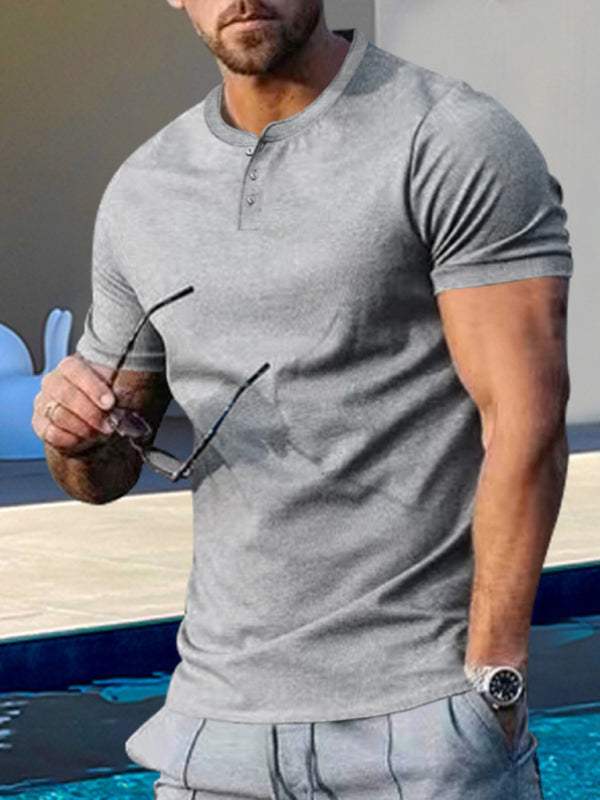 Sporty Chic Men's Slim Fit Henley T-Shirt - Perfect for Every Occasion! - MENLL