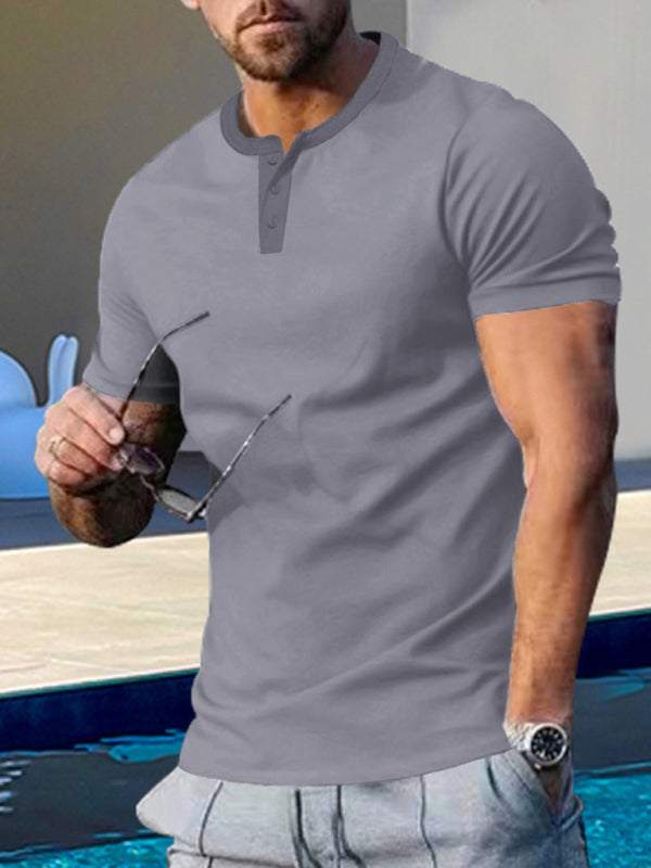 Sporty Chic Men's Slim Fit Henley T-Shirt - Perfect for Every Occasion! - MENLL