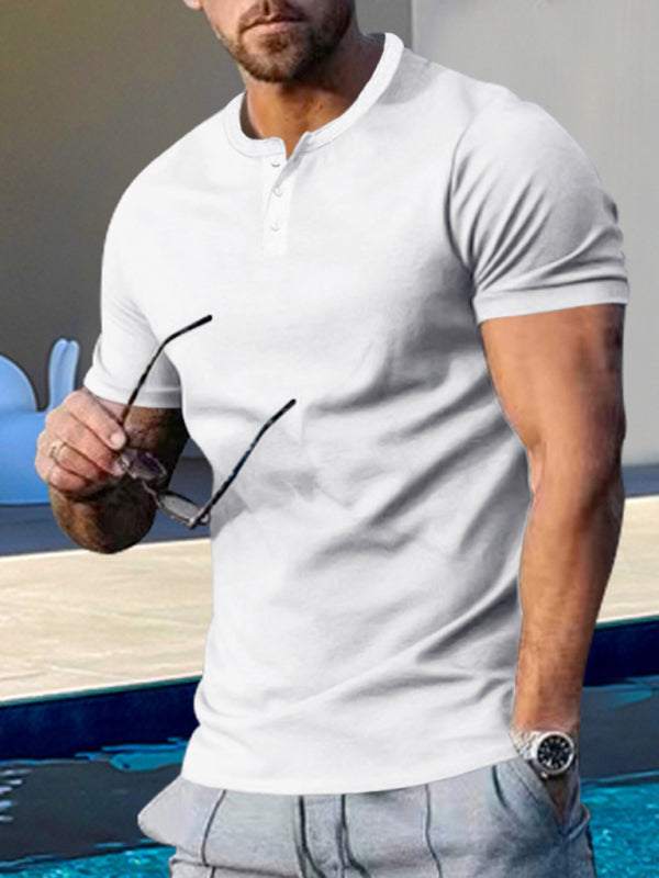 Sporty Chic Men's Slim Fit Henley T-Shirt - Perfect for Every Occasion! - MENLL