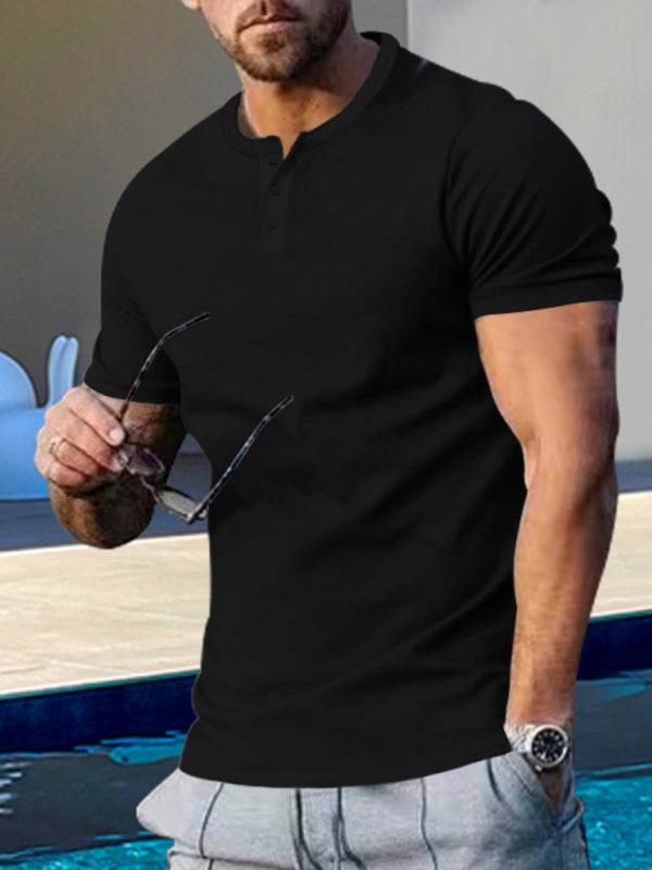 Sporty Chic Men's Slim Fit Henley T-Shirt - Perfect for Every Occasion! - MENLL