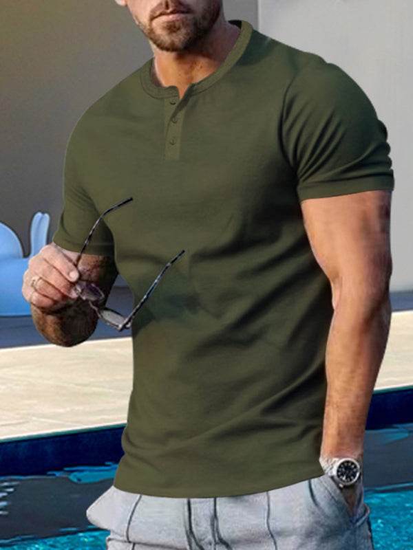 Sporty Chic Men's Slim Fit Henley T-Shirt - Perfect for Every Occasion! - MENLL