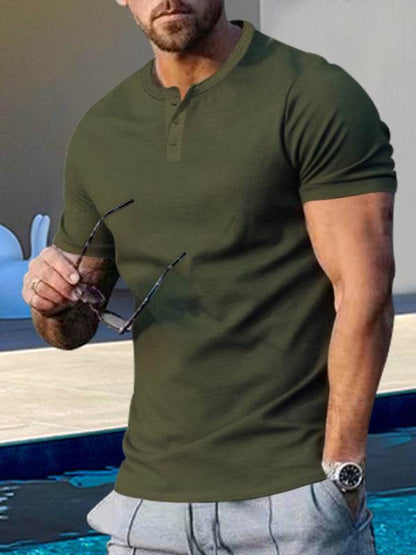 Sporty Chic Men's Slim Fit Henley T-Shirt - Perfect for Every Occasion! - MENLL
