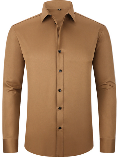 Elegantly Crafted Men's Wrinkle-Free Long-Sleeve Shirt for Effortless Style - MENLL