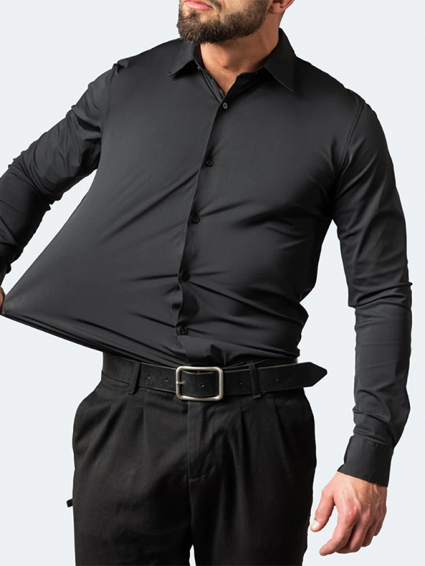 Elegantly Crafted Men's Wrinkle-Free Long-Sleeve Shirt for Effortless Style - MENLL