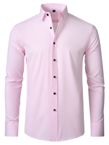 Elegantly Crafted Men's Wrinkle-Free Long-Sleeve Shirt for Effortless Style - MENLL