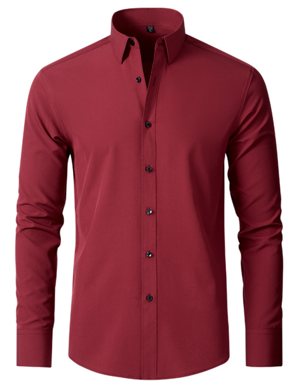 Elegantly Crafted Men's Wrinkle-Free Long-Sleeve Shirt for Effortless Style - MENLL