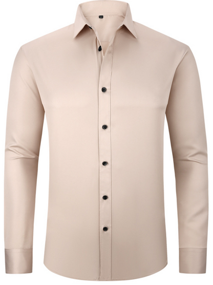 Elegantly Crafted Men's Wrinkle-Free Long-Sleeve Shirt for Effortless Style - MENLL