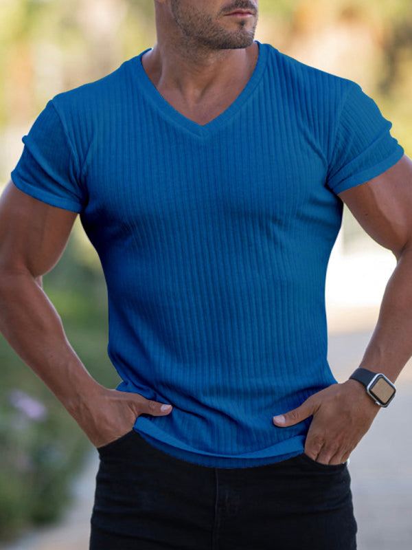 Elevate Your Workout: Slim Fit V-Neck Breathable Sports Tee for Summer Adventures - MENLL