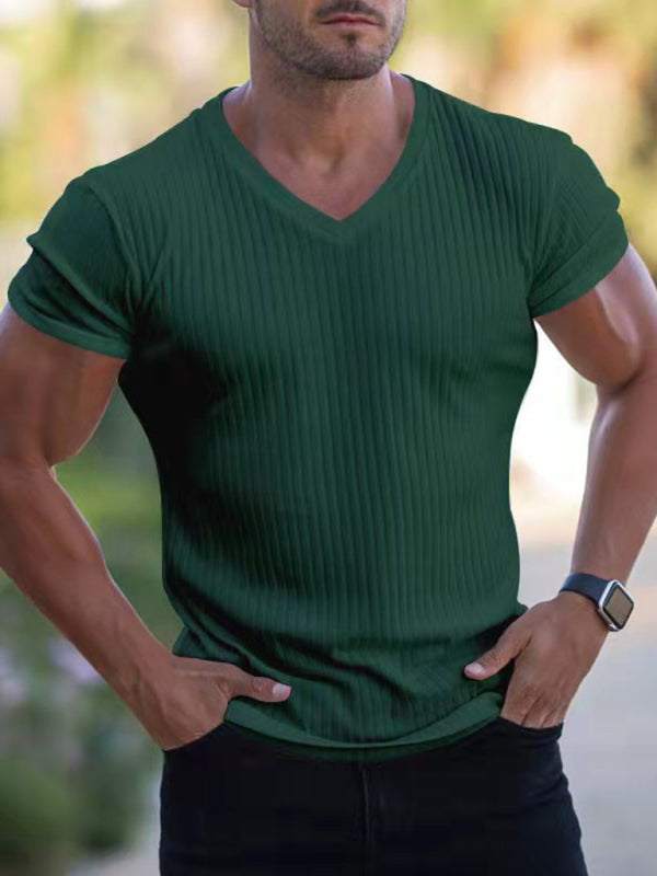 Elevate Your Workout: Slim Fit V-Neck Breathable Sports Tee for Summer Adventures - MENLL