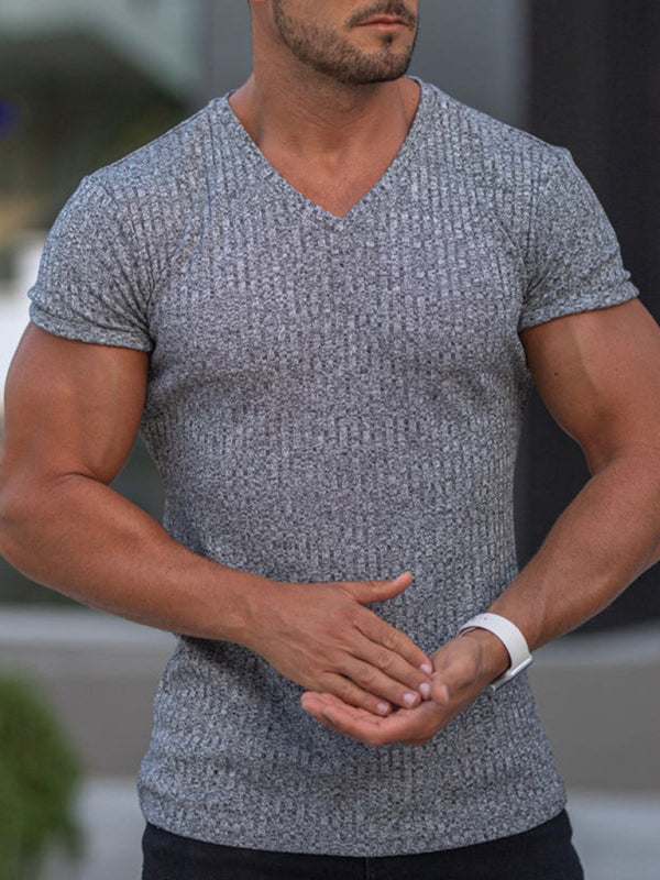 Elevate Your Workout: Slim Fit V-Neck Breathable Sports Tee for Summer Adventures - MENLL