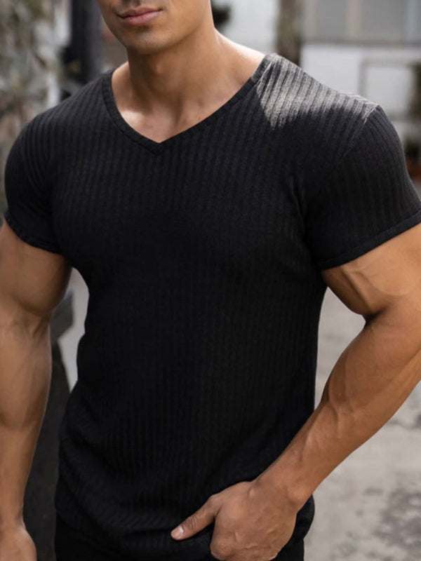 Elevate Your Workout: Slim Fit V-Neck Breathable Sports Tee for Summer Adventures - MENLL