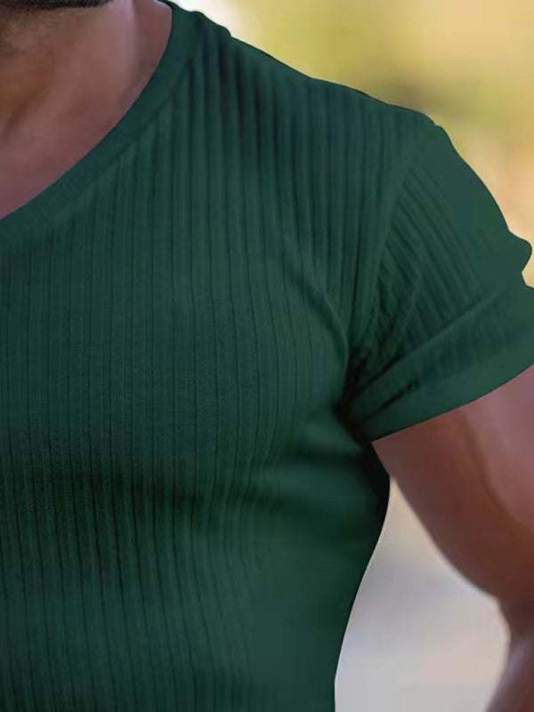 Elevate Your Workout: Slim Fit V-Neck Breathable Sports Tee for Summer Adventures - MENLL