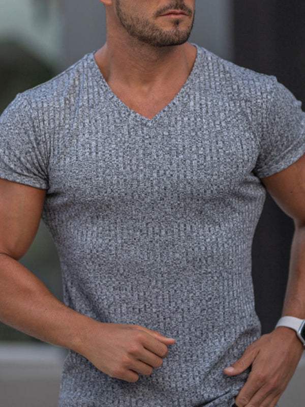Elevate Your Workout: Slim Fit V-Neck Breathable Sports Tee for Summer Adventures - MENLL