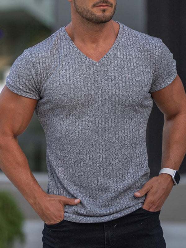 Elevate Your Workout: Slim Fit V-Neck Breathable Sports Tee for Summer Adventures - MENLL