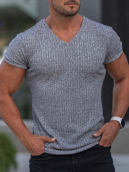 Elevate Your Workout: Slim Fit V-Neck Breathable Sports Tee for Summer Adventures - MENLL